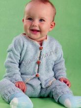 Голубой комплект для малыша спицами