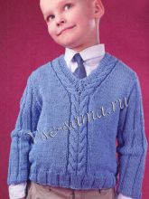 Голубой пуловер с косой