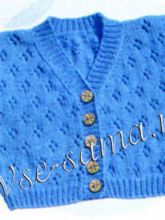 Голубой жилет с ажурный узором