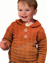 Кофточка с капюшоном из однотонной пряжи