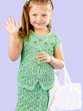 Комплект спицами цвета мяты - жакет и юбка