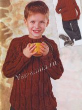 Коричневый пуловер с косами