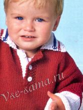 Красный пуловер с воротником поло