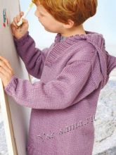 Лиловый пуловер с капюшоном