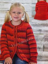 Меланжевый жакет для девочки спицами, фото