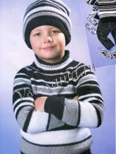 Полосатый комплект - свитер и шапочка