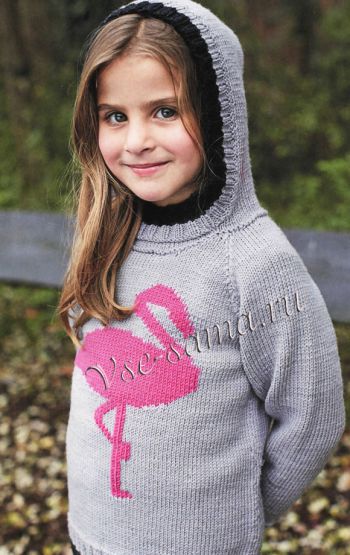 Пуловер "фламинго" для девочки, фото