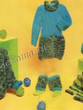 Пуловер, платье, гетры, шапочка и джемпер спицами