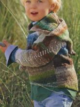 Пуловер с капюшоном в сине-зелено-коричневых тонах, фото