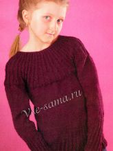 Пуловер с круглой кокеткой для девочки