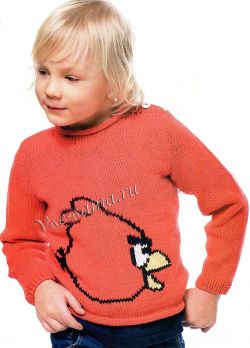 Пуловер спицами Angry birds