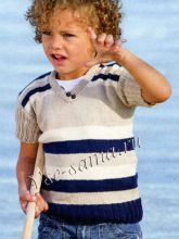 Пуловер в полоску с короткими рукавами