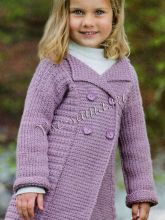 Розовый двубортный жакет спицами