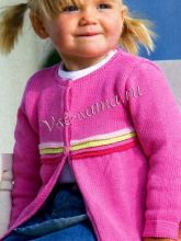 Розовый жакет спицами для девочки