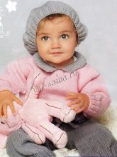 Серо-розовый костюм спицами