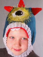 Шапка-шлем спицами - Монстрик
