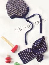 Шапочка с ушками и шарфик в полоску