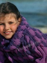 Сиреневый пуловер и шарф-петля, фото