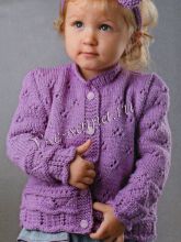 Сиреневый жакет и повязка спицами