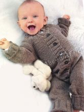 Светло-коричневый комбинезон спицами