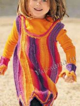 Туника и нарукавники спицами с зигзагами