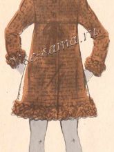 Вязаное демисезонное пальто на кокетке