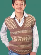 Жилет с жаккардовым узором спицами