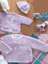 Жакет, пуловер, шапочка, пинетки