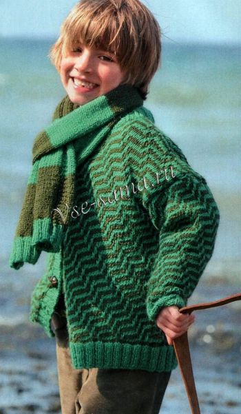 Жакет с шарфом зеленых оттенков, фото