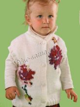 Жилет с розами спицами