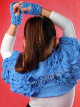 Ажурное болеро и митенки спицами и крючком