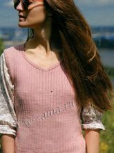 Бежевая безрукавка спицами