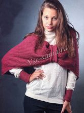 Брусничное пончо и митенки