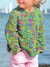 Цветной пуловер с ажурным узором