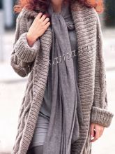 Длинное пальто с косами