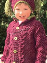 Жакет и шапочка жемчужным узором