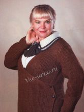 Коричневый жакет спицами