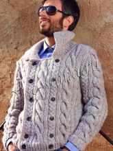 Мужской кардиган с косами
