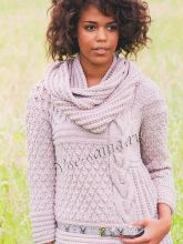 Песочный пуловер и шарф, фото