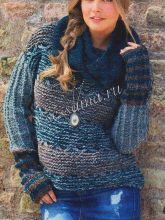 Полосатый пуловер и шарф петля, фото