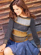 Полосатый пуловер с косами