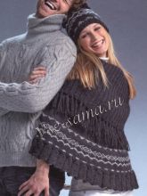 Пончо и шапочка спицами