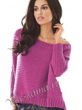 Пуловер-кимоно спицами