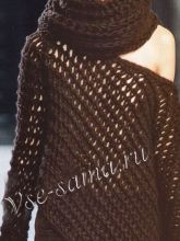 Сетчатый пуловер спицами