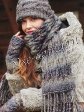 Шарф, шапка и митенки