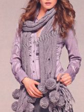 Шарф спицами с помпонами