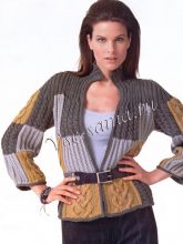 Трехцветный жакет спицами