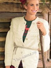 Жакет спицами с круглой кокеткой, фото