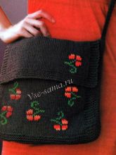 Сумка спицами с вышивкой, фото