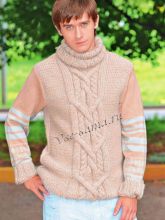 Мужской свитер с центральной косой